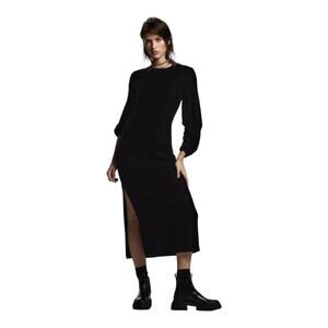 Zara Women's Draped Velvet Dress Size M Black Side Slit